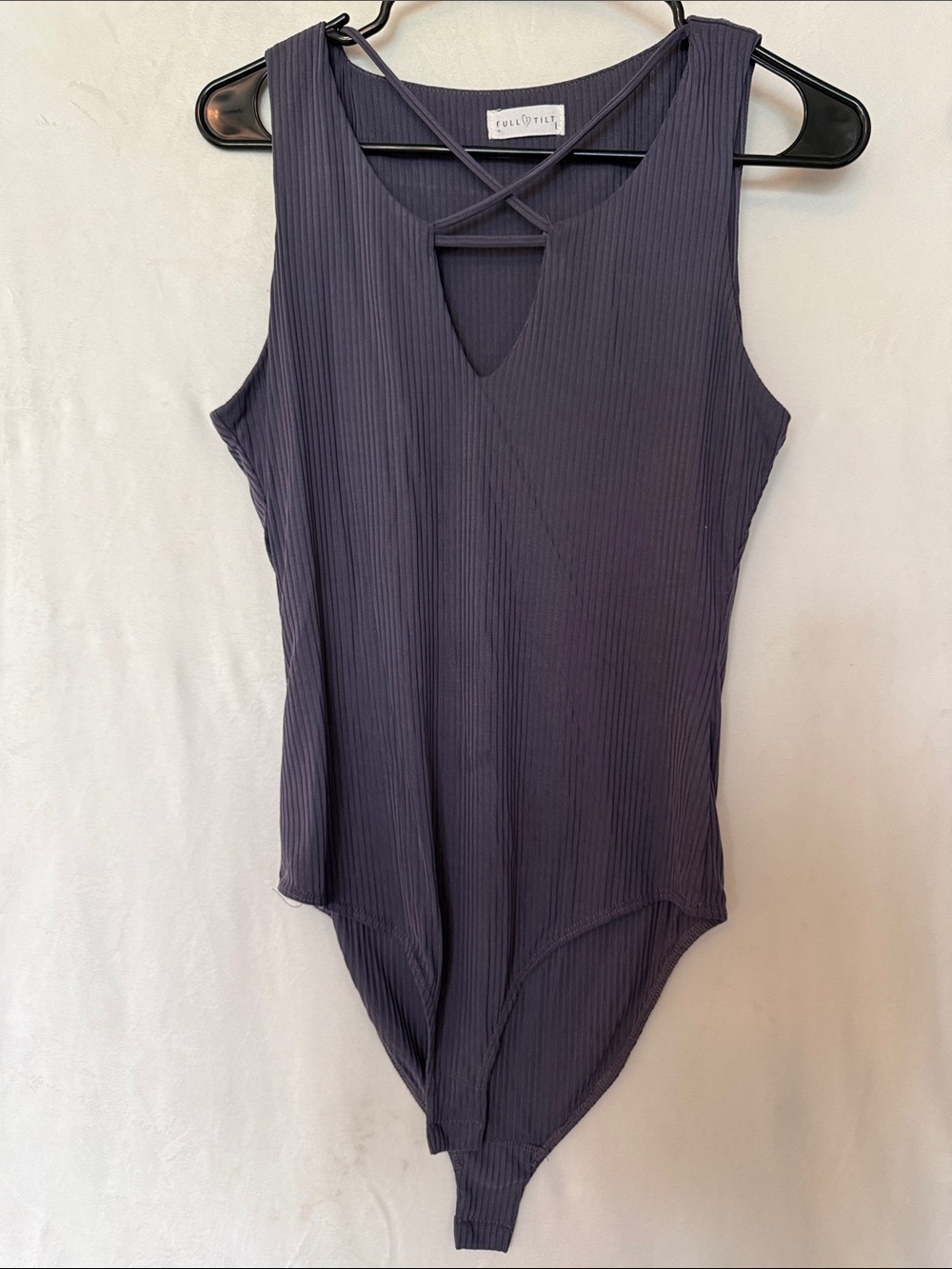 Full Tilt Crisscross Ribbed Tank in Gray